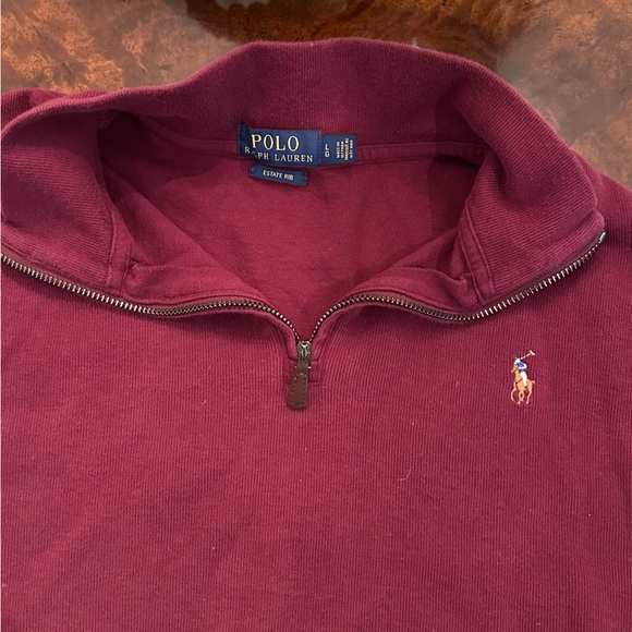 Ralph Lauren Polo - Burgundy Estate Rib Quarter Zip - Picture 4 of 4